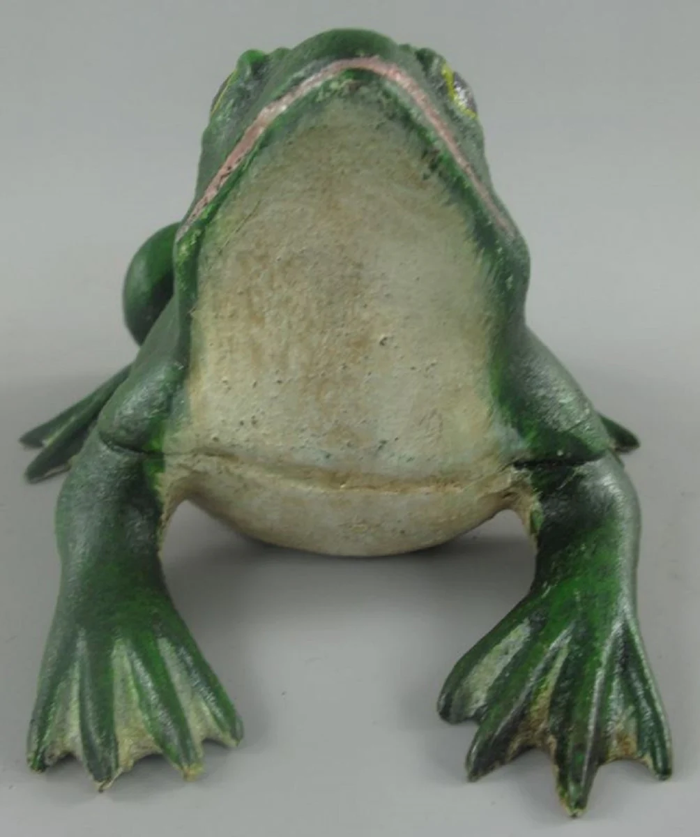 Deko Skulptur Frosch Grün 18 x 16 x H. 11 cm - Dekorative Metall Figur - Garten Skulptur - Terassen Skulptur - Garten & Terassen Deko Accessoires