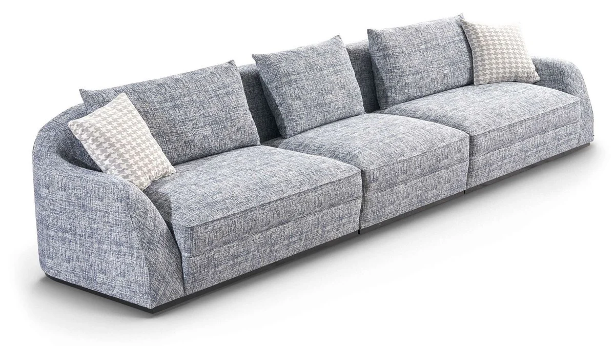 Luxus Sofa Blau / Grau / Schwarz 308 x 106 x H. 83 cm - Wohnzimmer Sofa - Hotel Sofa - Wohnzimmer Möbel - Wohnzimmer Einrichtung - Hotel Möbel - Luxus Möbel - Luxus Einrichtung