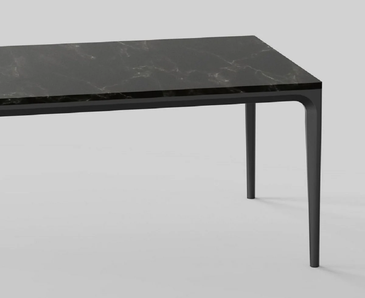 Luxus Esstisch mit Kunstmarmor Tischplatte Schwarz 240 cm