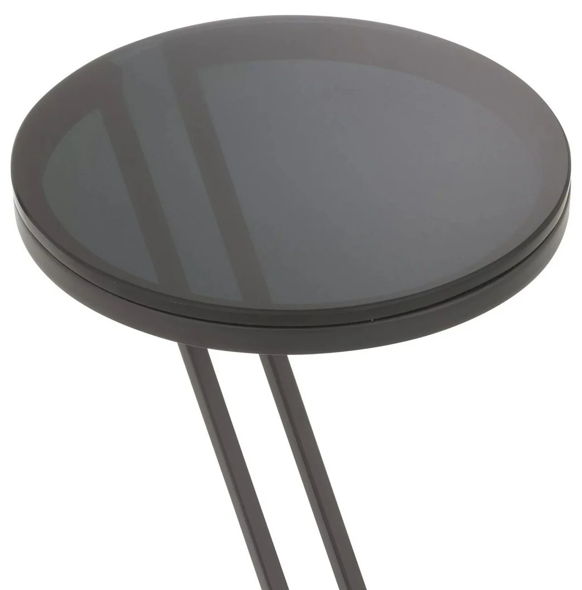 Luxus Beistelltisch Rotguss / Grau Ø 36 x H. 60 cm - Edelstahl Tisch mit Glasplatte - Wohnzimmer Möbel - Luxus Möbel - Luxus Einrichtung - Luxus Interior