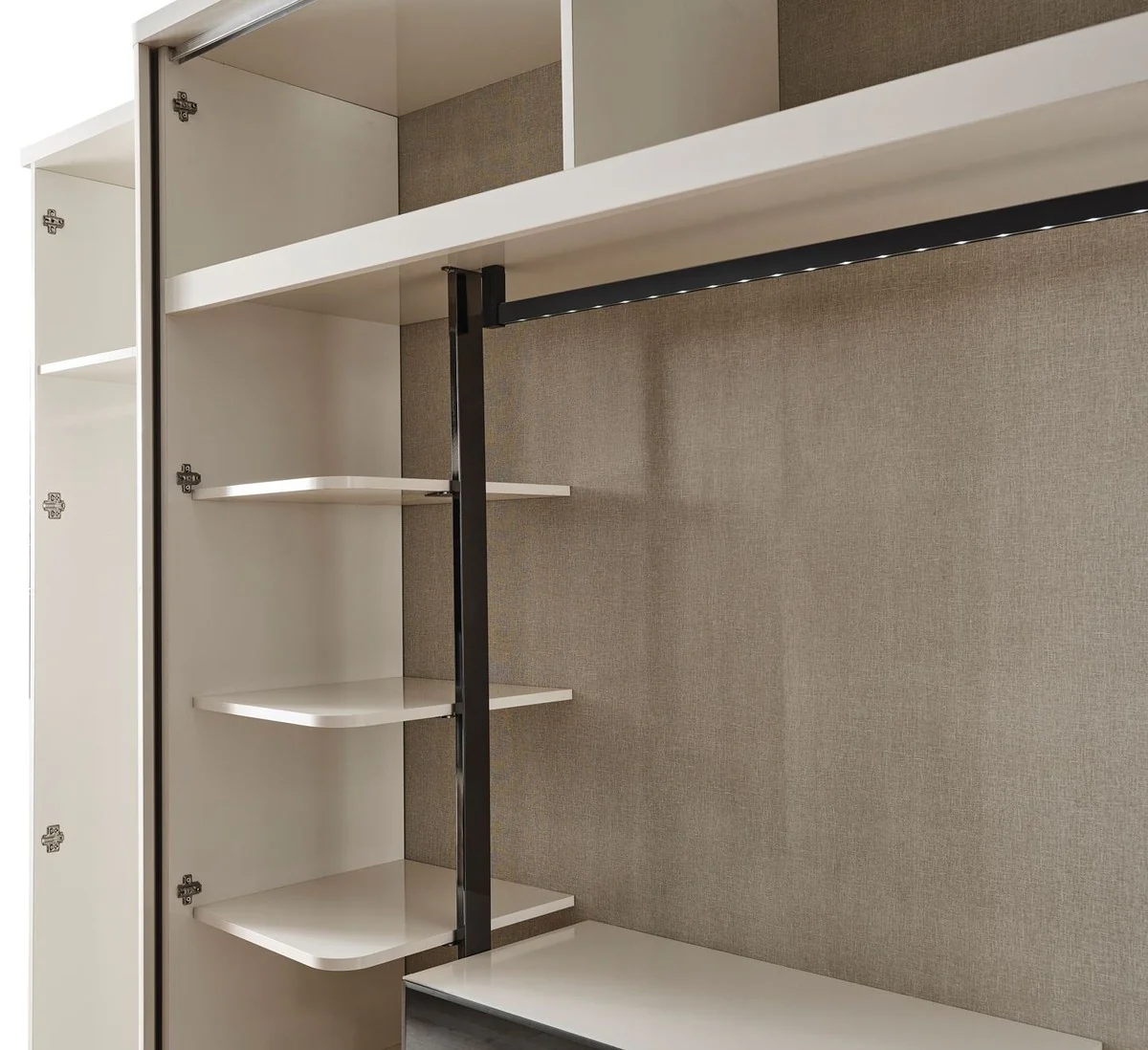 Luxus Art Deco Schlafzimmerschrank Weiß / Bronze 280 x 60 x H. 229 cm - Verspiegelter Kleiderschrank mit 4 Türen - Schlafzimmer Möbel - Art Deco Möbel - Luxus Möbel - Luxus Einrichtung