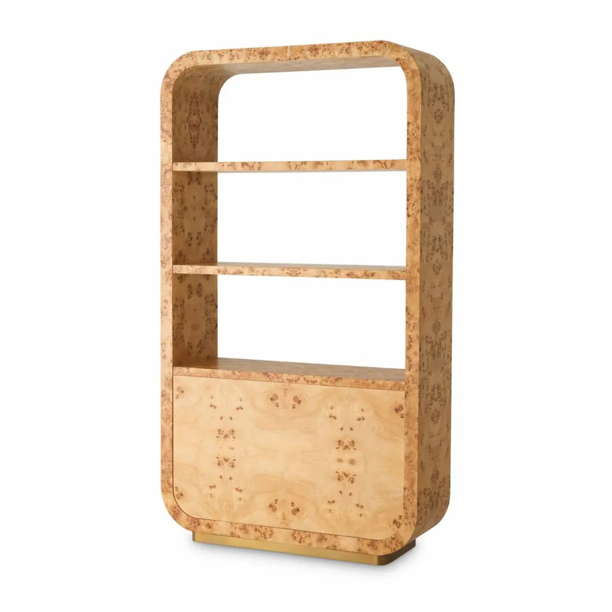 Luxus Regalschrank mit 2 Schubladen Hellbraun / Antik Messing H. 210 cm