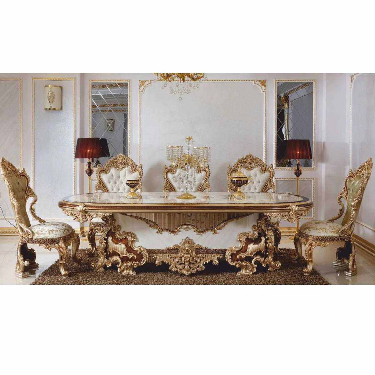 Luxus Barock Esszimmer Stuhl 6er Set - Prunkvolle Barockstil Esszimmer Möbel