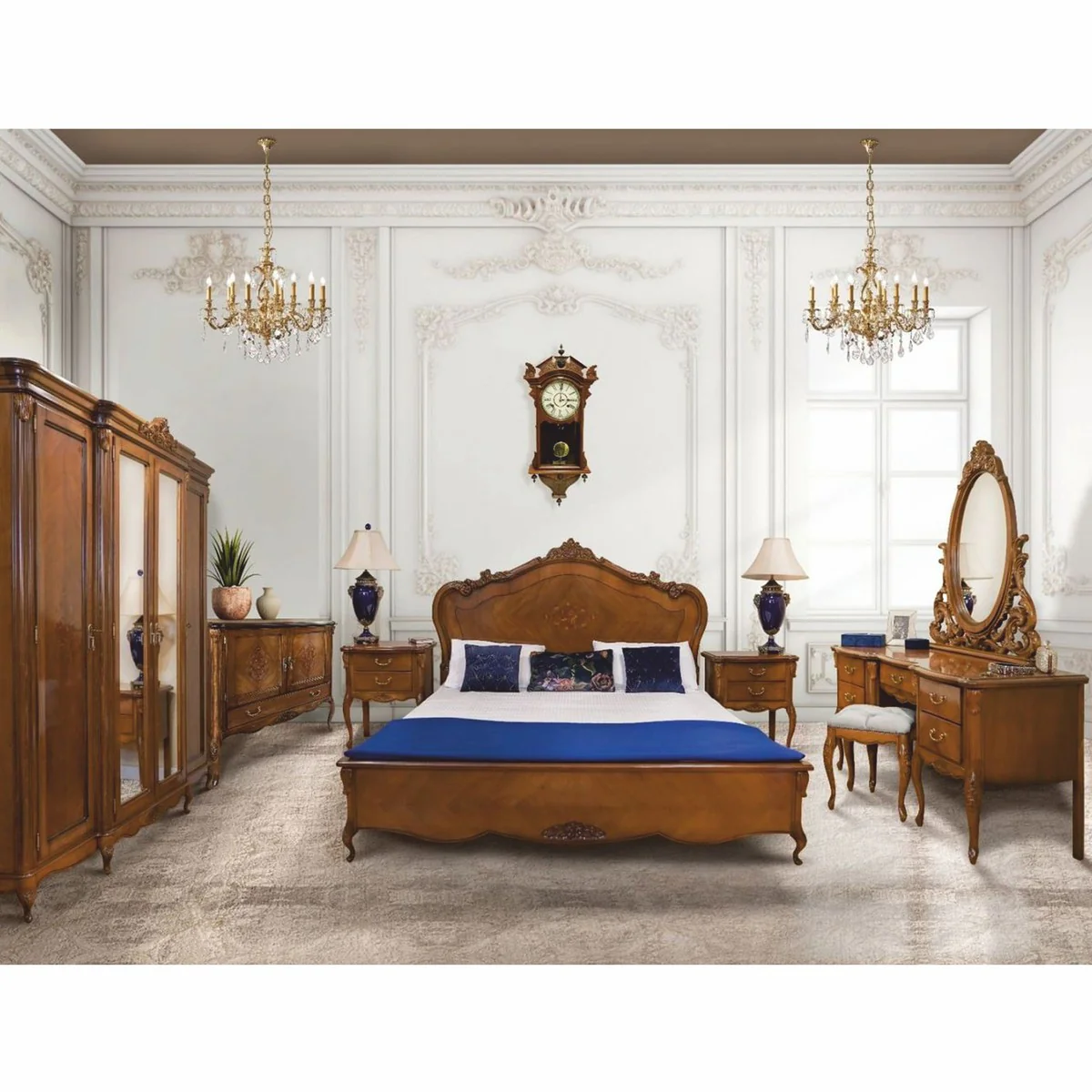 Luxus Barock Nachtkommode Braun H. 72,6 cm - Barock Schlafzimmer Möbel