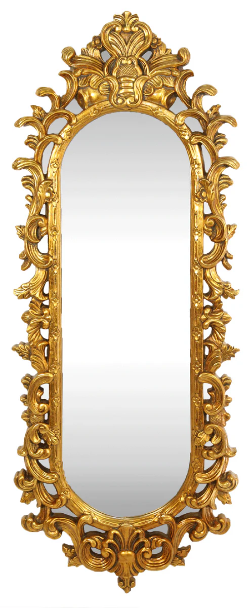 Barock Wandspiegel Gold 55 x H. 125 cm - Handgefertigter Garderoben Spiegel - Edel & Prunkvoll