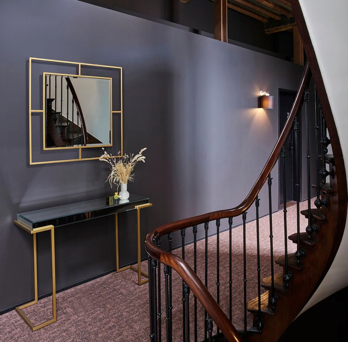 Luxus Wandspiegel Bronzefarben 90 x 2 x H. 90 cm - Wohnzimmer Spiegel - Schlafzimmer Spiegel - Garderoben Spiegel - Luxus Möbel