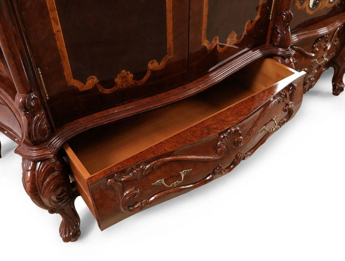 Luxus Barock Schlafzimmer Schrank mit 5 Türen Braun 305 cm - Barock Möbel