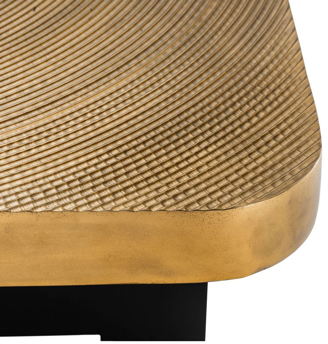 Luxus Couchtisch Messingfarben / Schwarz 64 x 64 x H. 40 cm - Luxuriöser Wohnzimmertisch mit Tischplatte im Baumscheiben Design - Luxus Wohnzimmermöbel