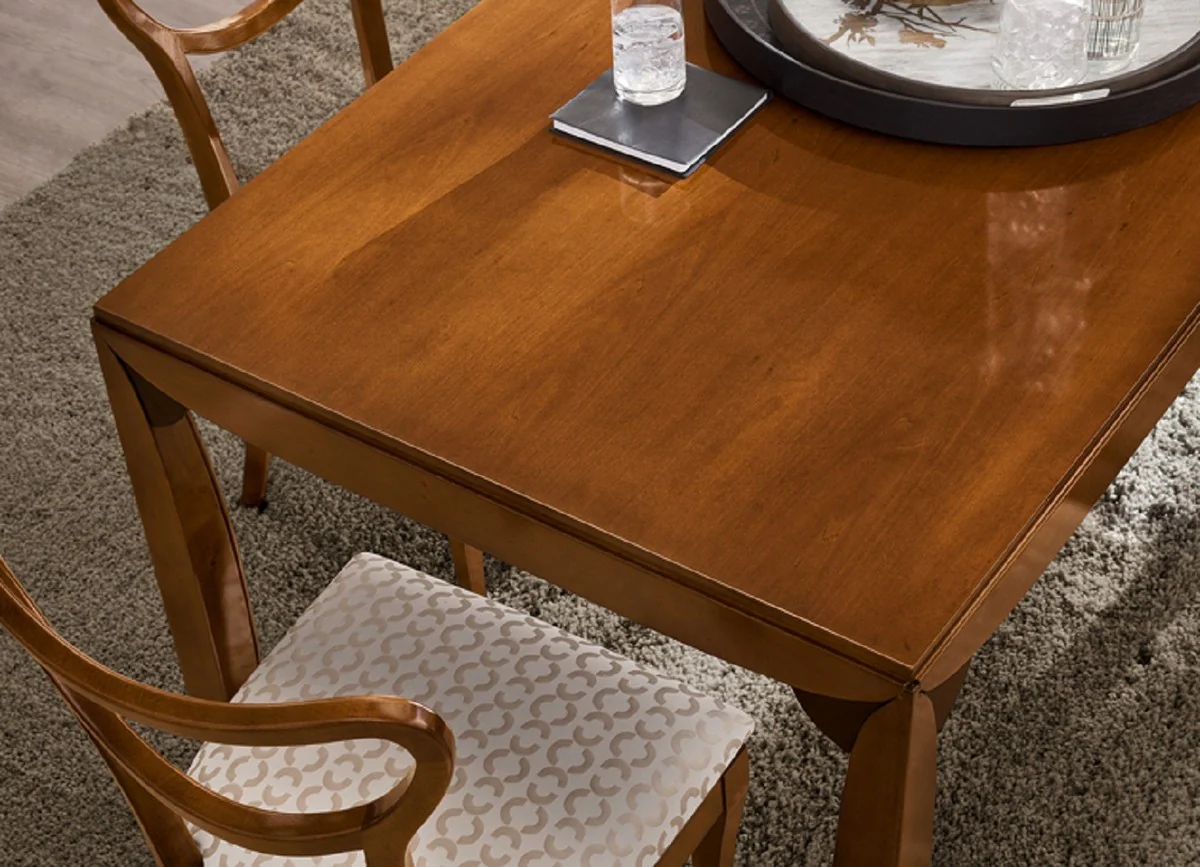 Luxus Biedermeier Esstisch Braun - Ausziehbarer Massivholz Esszimmertisch - Biedermeier Esszimmer Möbel - Luxus Qualität - Made in Italy