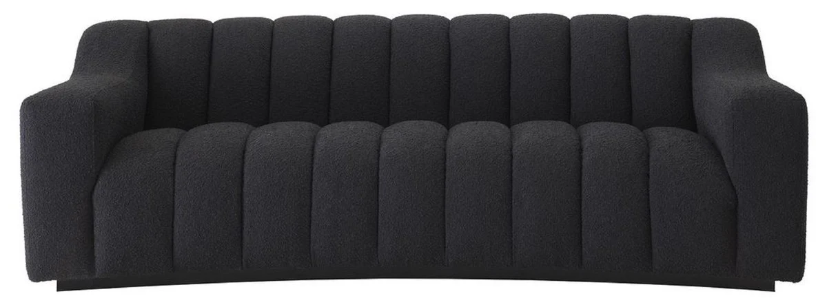 Luxus Sofa Schwarz 234 x 96 x H. 76,5 cm - Leicht gebogenes Wohnzimmer Sofa - Hotel Sofa - Luxus Qualität