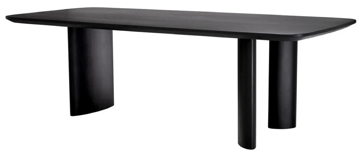 Luxus Esstisch Schwarz 241 x 109,5 x H. 77 cm - Rechteckiger Massivholz Küchentisch - Esszimmer Möbel - Küchen Möbel - Luxus Möbel - Luxus Einrichtung