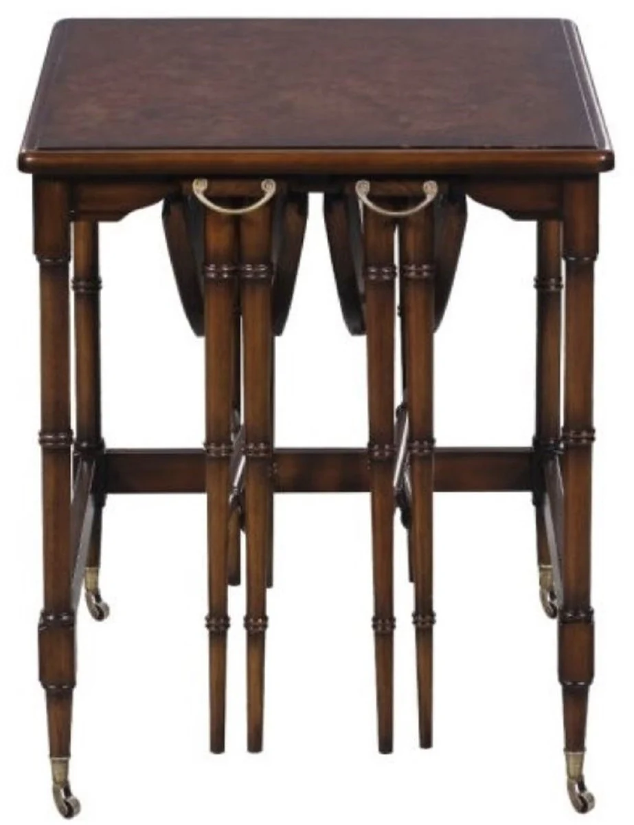 Luxus Beistelltisch Set Braun / Dunkelbraun 48 x 48 x H. 59 cm - Hotel Möbel