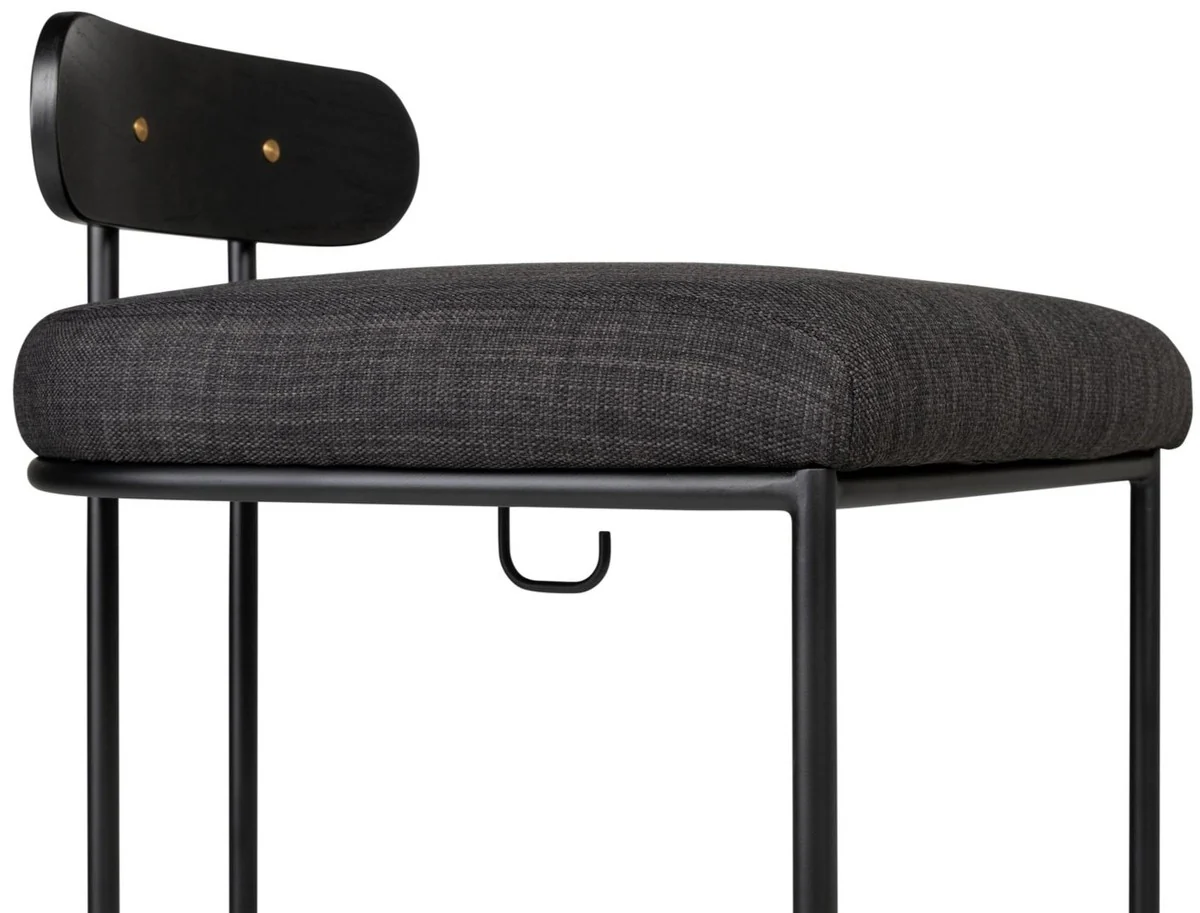 Designer Barstuhl Schwarz 46 x 46 x H. 92 cm - Moderner Barhocker mit pulverbeschichtetem Stahl - Luxus Barmöbel