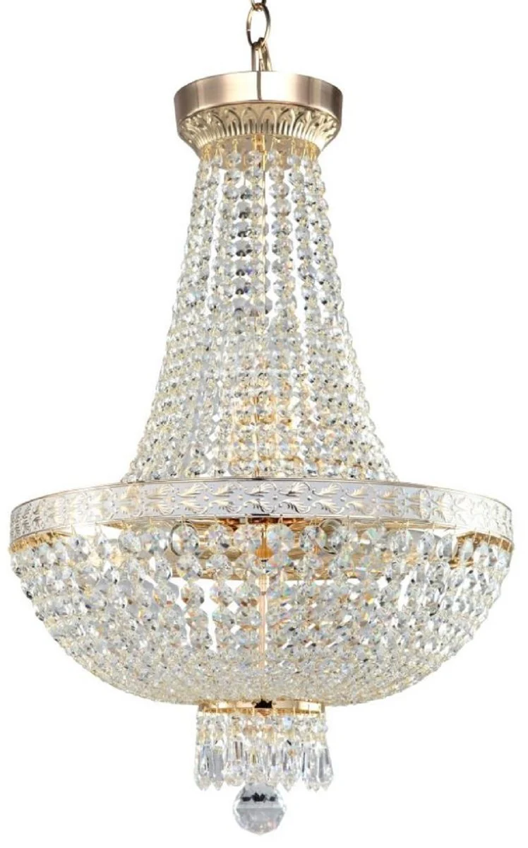 Barock Kristall Kronleuchter Gold Ø 40 x H. 81 cm - Runder Barockstil Kronleuchter - Barock Wohnzimmer Kronleuchter - Edel & Prunkvoll