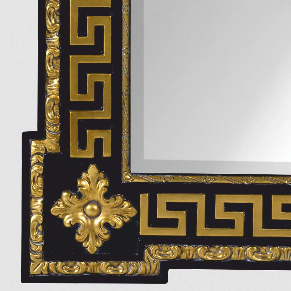 Luxus Barock Spiegel Schwarz / Gold H. 189 cm - Barockstil Möbel