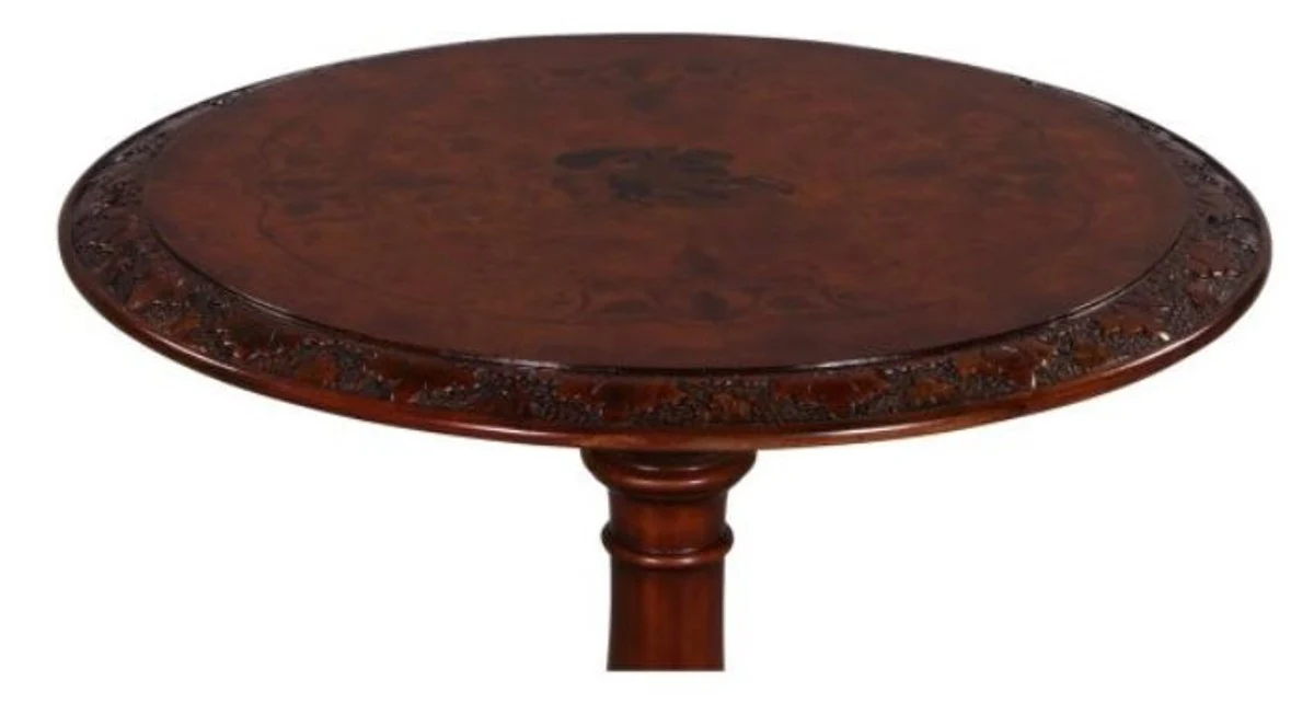 Luxus Jugendstil Mahagoni Beistelltisch Braun Ø 50 x H. 74 cm - Wohnzimmermöbel