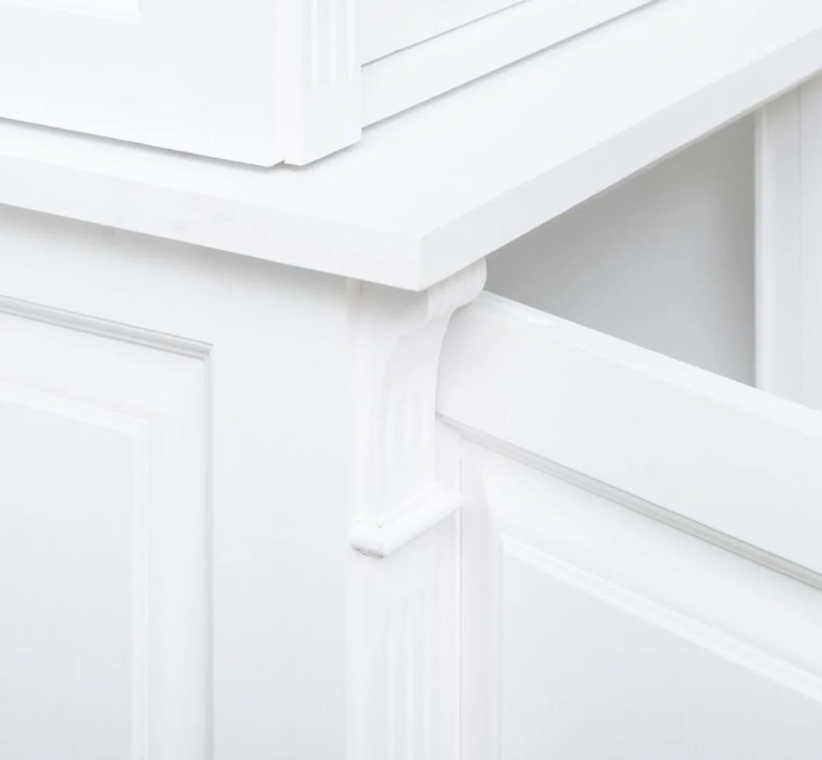 Landhausstil Massivholz Schrank mit 3 Türen und 3 Schubladen Weiß 120 x 51 x H. 228 cm - Wohnzimmerschrank - Landhausstil Möbel