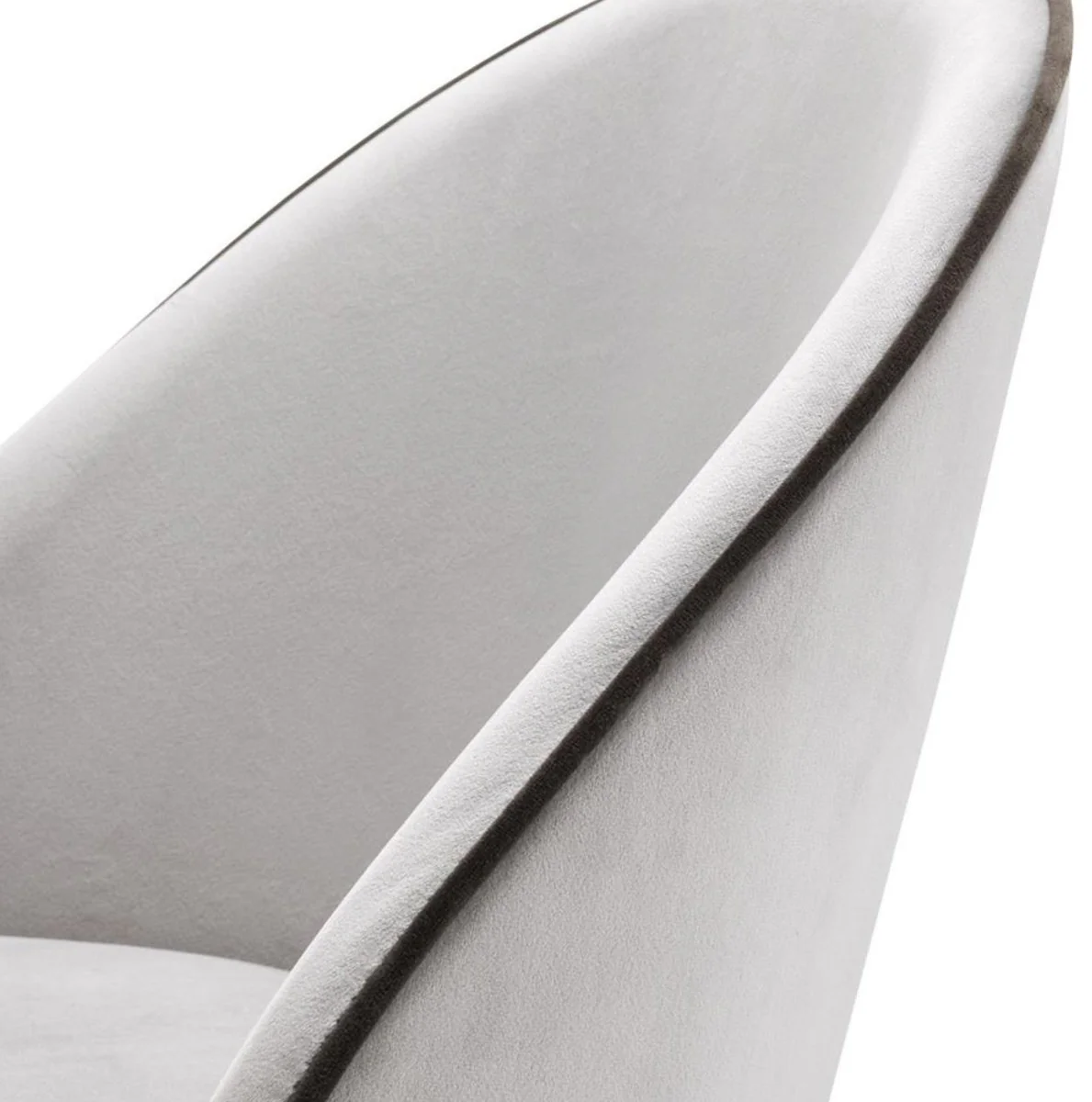 Luxus Esszimmerstuhl Set Hellgrau / Schwarz / Messing 55 x 64 x H. 83 cm - Esszimmermöbel - Luxus Kollektion