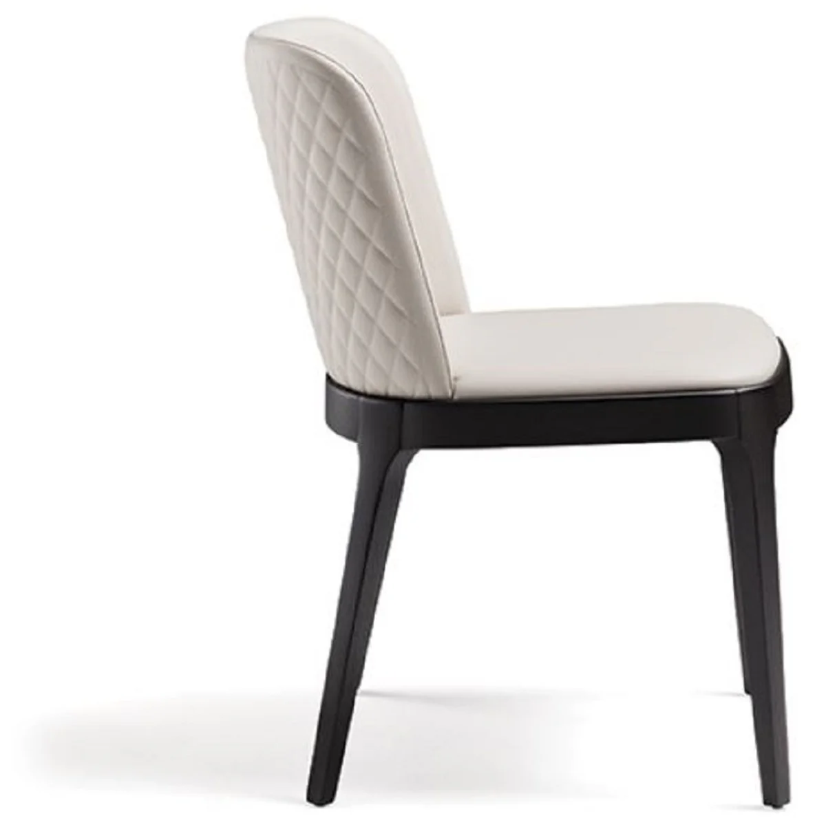 Luxus Esszimmerstuhl 8er Set Cremefarben / Schwarz - 6 Esszimmerstühle ohne Armlehnen & 2 Esszimmerstühle mit Armlehnen - Luxus Esszimmer Möbel - Luxus Qualität - Made in Italy