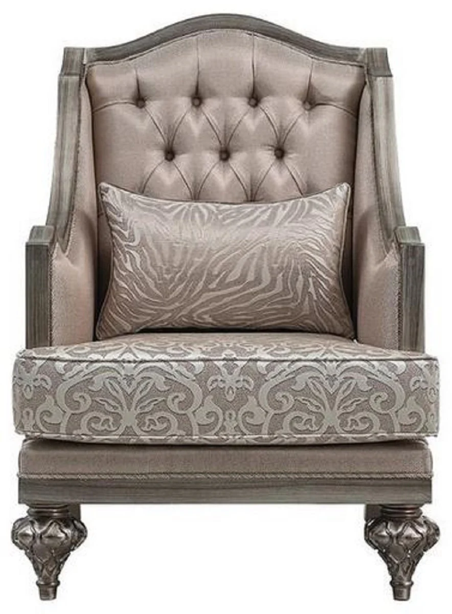 Luxus Barock Wohnzimmer Set Rosa / Silber - 2 Sofas & 2 Sessel & 1 Couchtisch - Handgefertigte Wohnzimmer Möbel im Barockstil - Edel & Prunkvoll