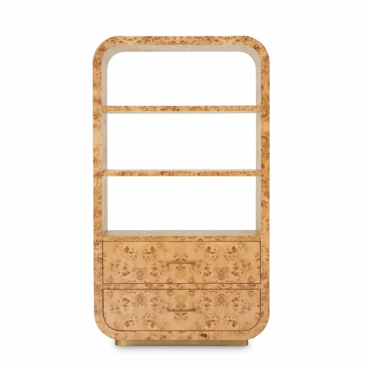 Luxus Regalschrank mit 2 Schubladen Hellbraun / Antik Messing H. 210 cm