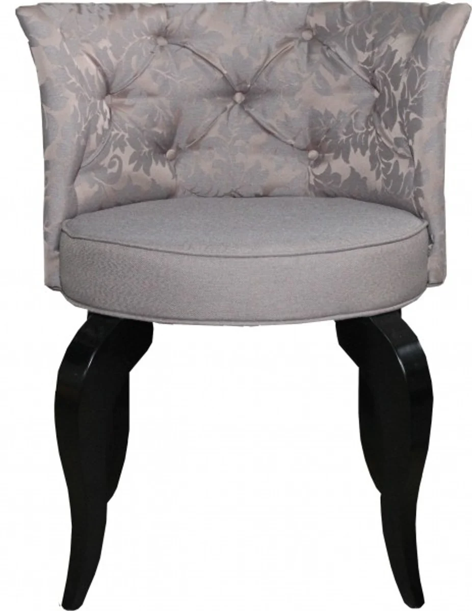 Barock Salon Stuhl Braun Muster / Schwarz - Designer Sessel - Luxus Qualität