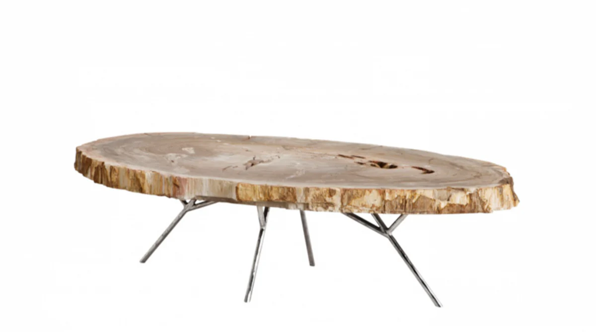 Luxus Art Deco Designer Couchtisch aus versteinertem Holz - Wohnzimmer Salon Tisch - Limited Edition