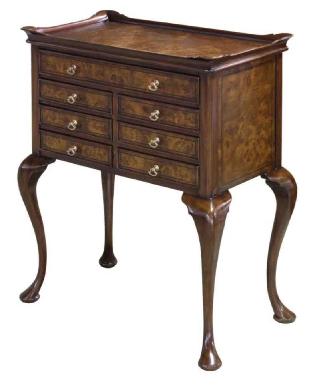 Luxus Jugendstil Schmuckkommode Braun / Dunkelbraun 61 x 35 x H. 72 cm - Schmuckschrank mit 7 Schubladen