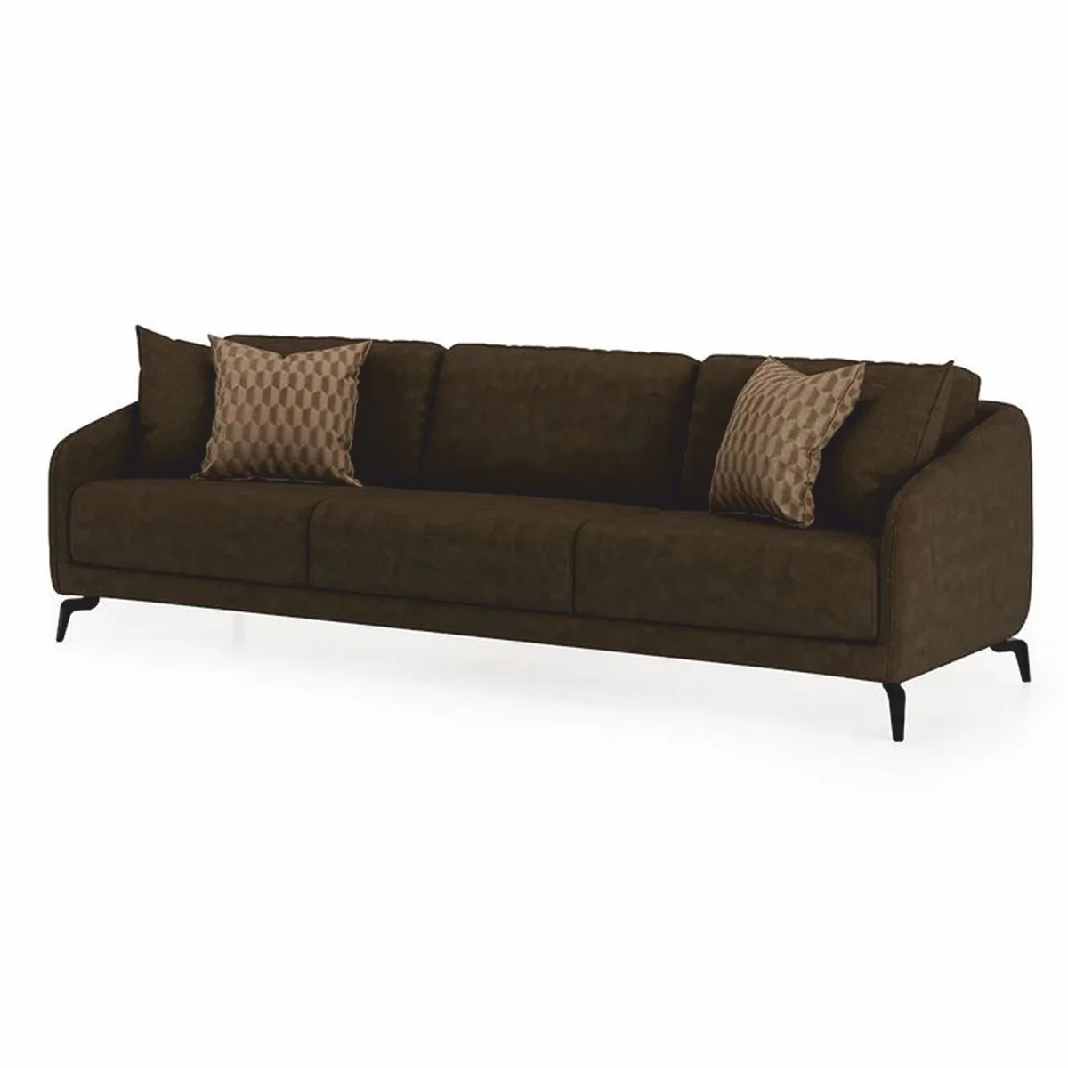 Luxus Sofa Dunkelbraun / Schwarz 255 cm - Wohnzimmer & Hotel Möbel