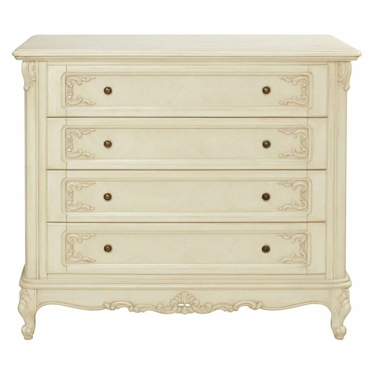 Luxus Barock Kommode Creme 120 cm - Barock Schlafzimmer Möbel
