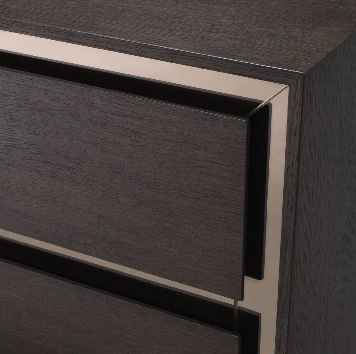 Luxus Massivholz Kommode mit 4 Schubladen Mokka / Bronze 100 x 46 x H. 100 cm - Schlafzimmer Kommode - Schlafzimmer Möbel - Luxus Möbel - Luxus Einrichtung - Möbel Luxus