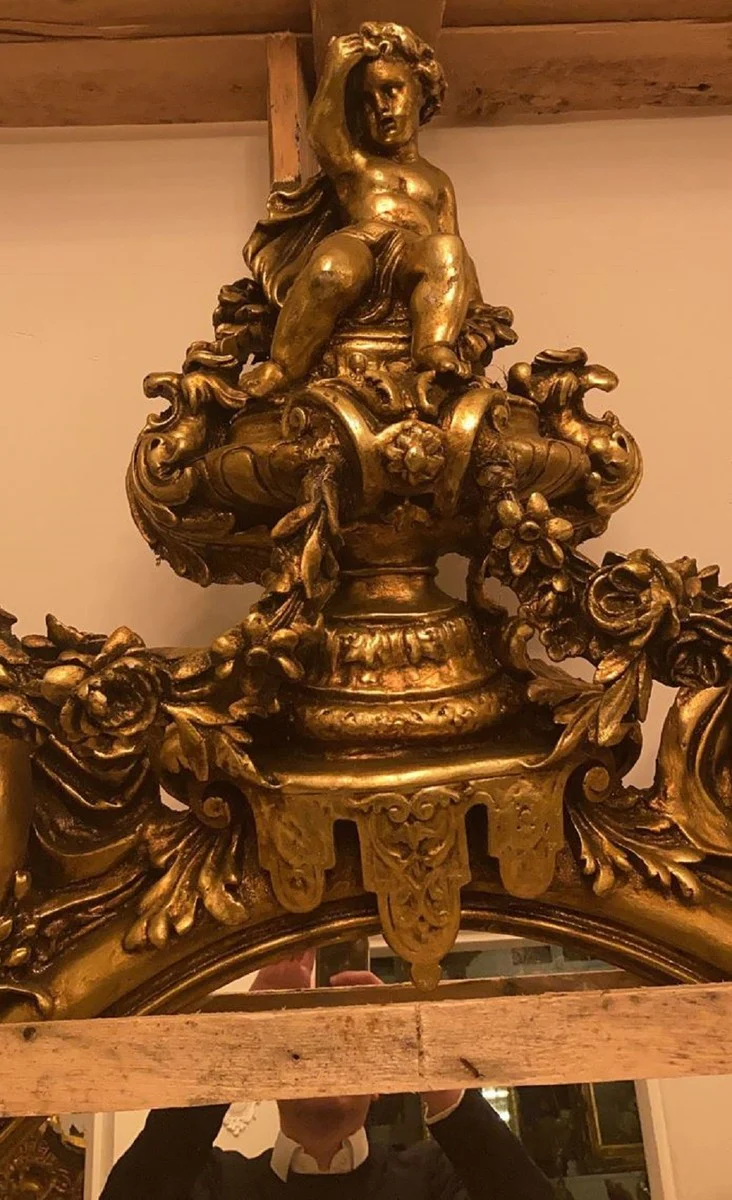 Luxus Barock Spiegel Gold - Handgefertigter Antik Stil Spiegel - Prunkvoller Wandspiegel im Barockstil - Barock Möbel - Edel & Prunkvoll