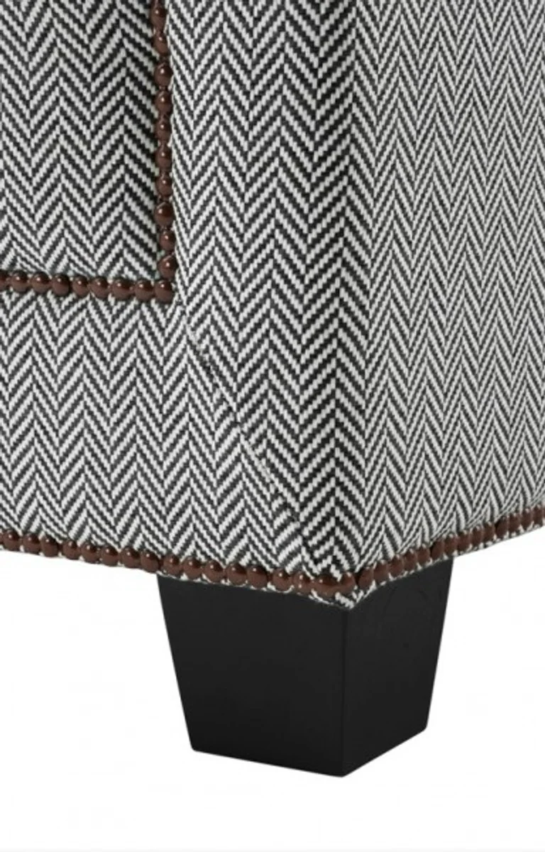 Chesterfield Luxus Sessel Kubus Fischgrätmuster Grau - Club Sessel