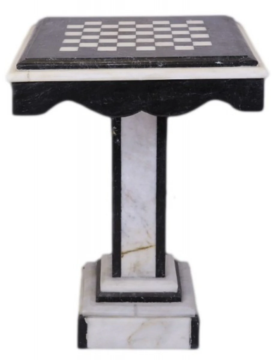 Luxus Barock Spieltisch Schach / Dame Tisch Marmor Schwarz - Weiss - Möbel Antik Stil Art Deco Jugendstil