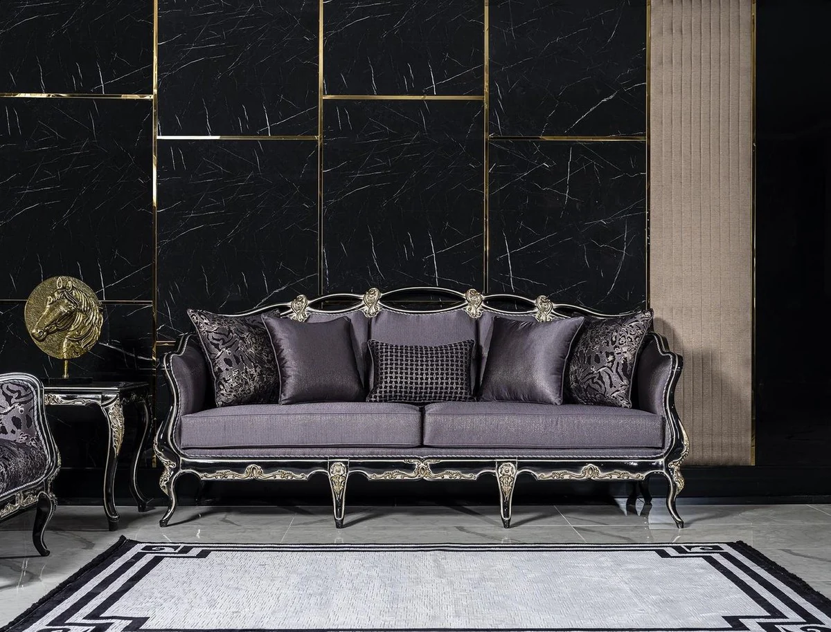 Luxus Barock Beistelltisch Schwarz / Gold - Handgefertigter Tisch im Barockstil - Barock Wohnzimmer Möbel - Edel & Prunkvoll