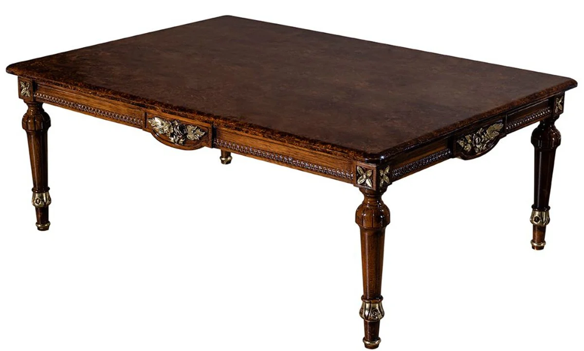 Luxus Barock Wohnzimmer Set Hellgrün / Braun - 2 Sofas & 2 Sessel & 1 Couchtisch - Prunkvolle Wohnzimmer Möbel im Barockstil