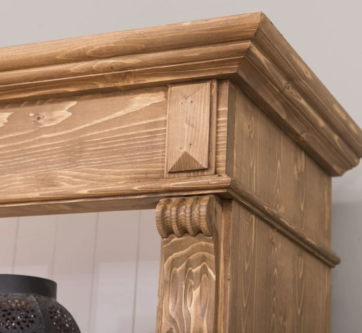 Landhausstil Regalschrank Hellbraun / Weiß 180 x 39 x H. 197 cm - Massivholz Schrank - Bücherschrank - Wohnzimmerschrank - Büroschrank - Landhausstil Möbel