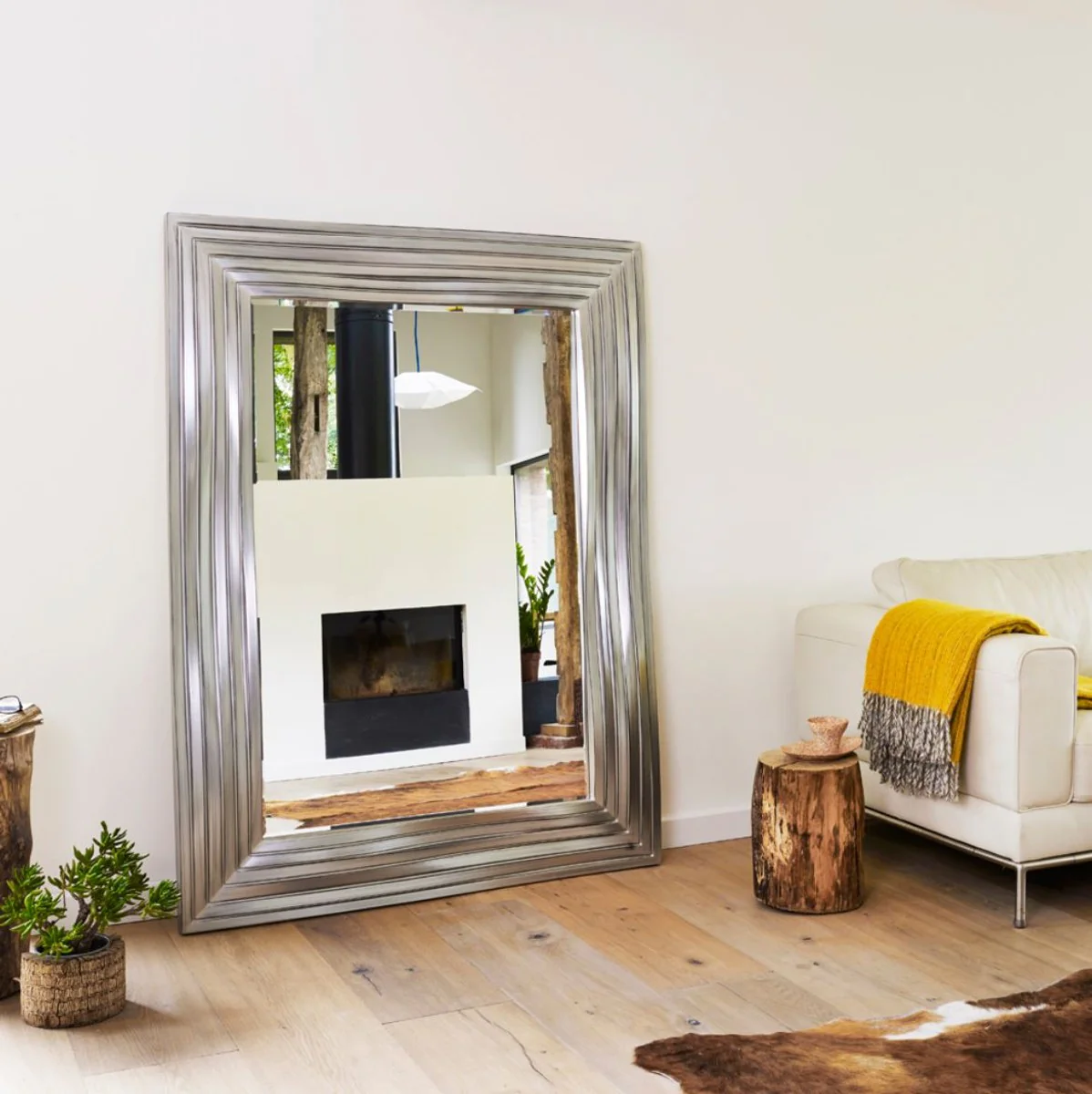 Luxus Wandspiegel Silber 118 x H. 158 cm - Wohnzimmer Accessoires