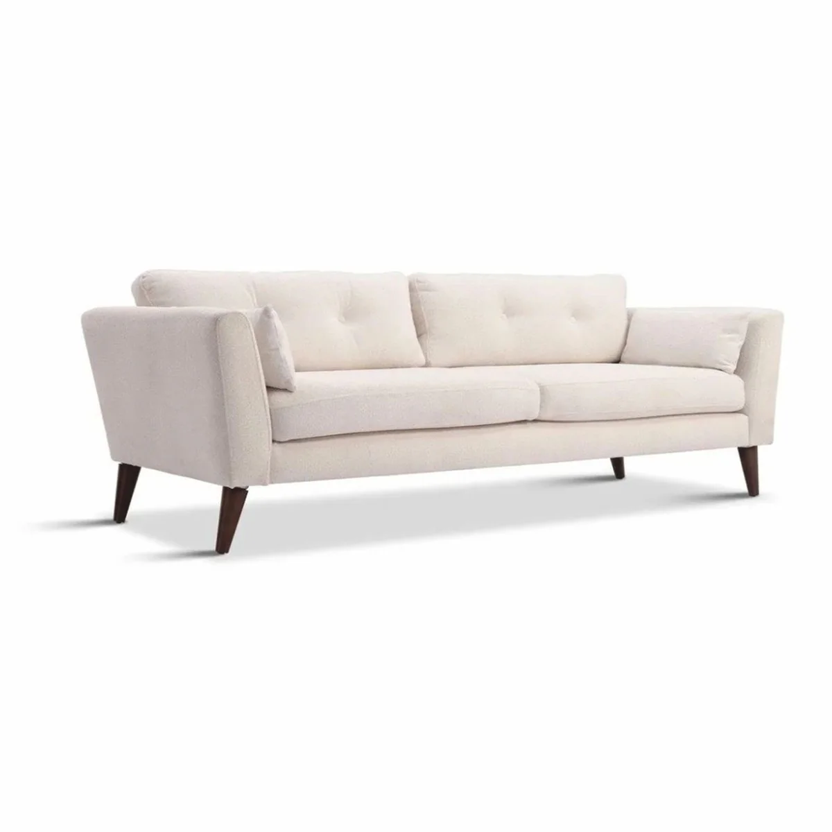 Luxus Wohzimmer Sofa Creme / Dunkelbraun 220 cm - Wohnzimmer Möbel