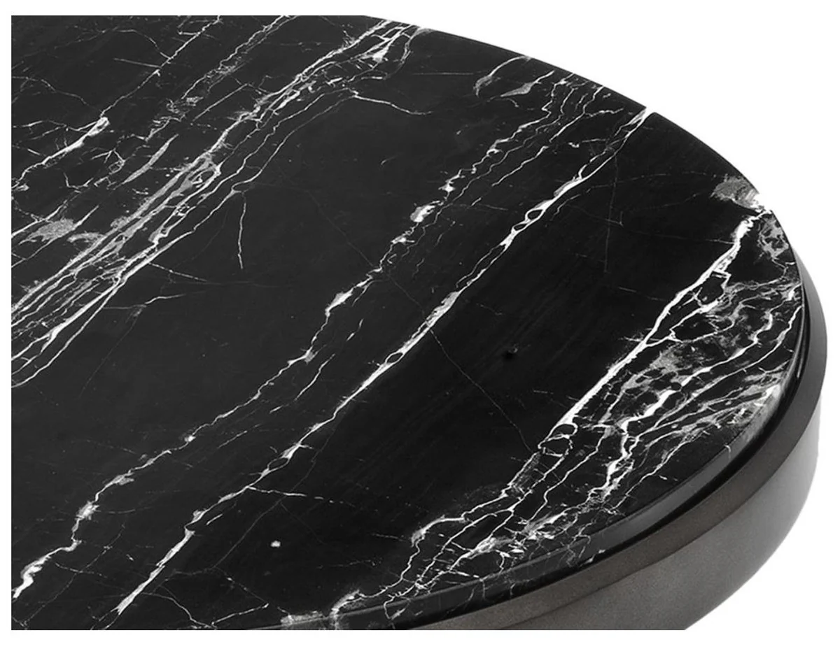 Luxus Beistelltisch Bronze / Schwarz Ø 50,5 x H. 58,5 cm - Luxus Möbel