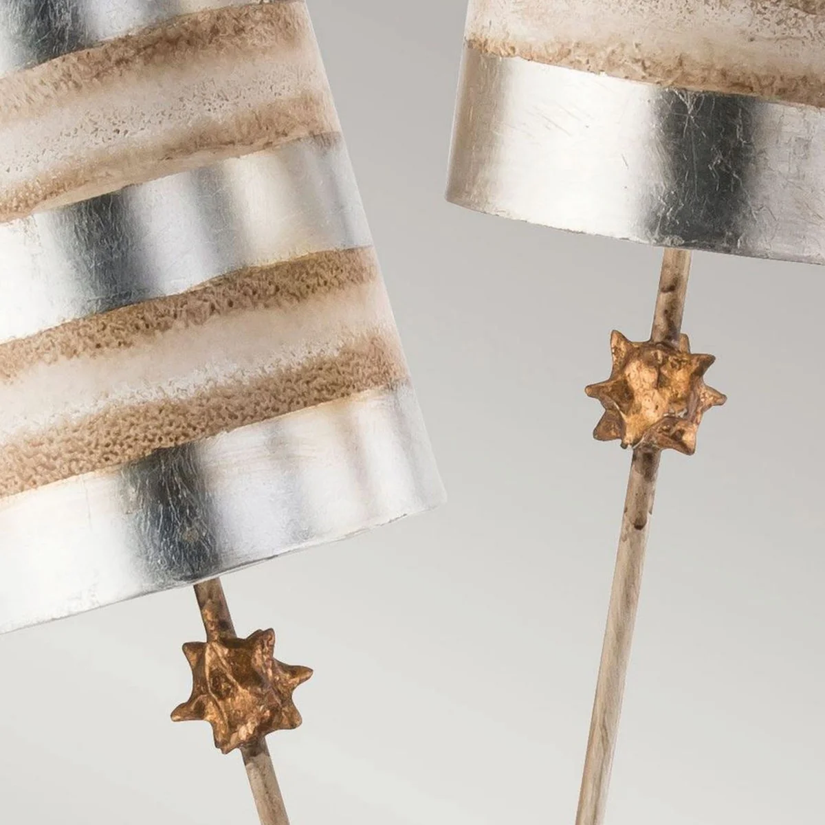 Luxus Doppel Tischleuchte Silber / Creme H. 102,7 cm - Luxus Leuchten