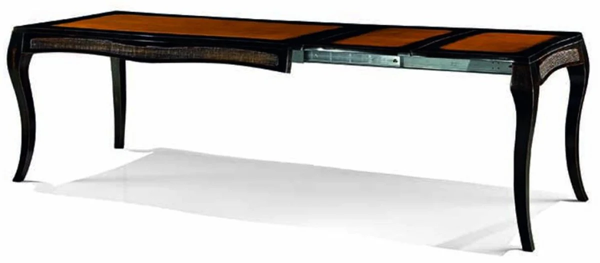 Luxus Barock Esstisch Schwarz / Braun 164-264 cm - Barock Möbel - Made in Italy