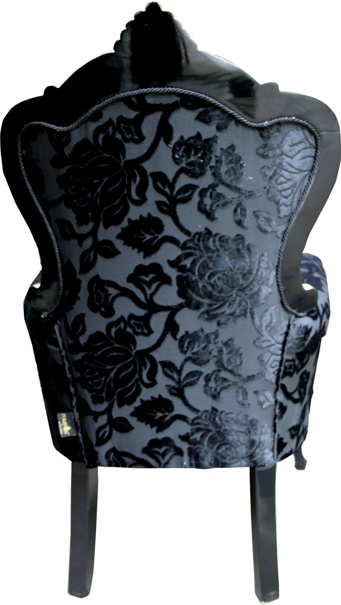 Pompöös by Luxus Barock Sessel Bergere Schwarz Muster / Gold - Pompööser Barock Sessel designed by Harald Glööckler