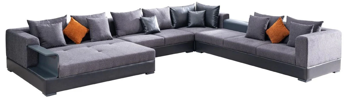 Luxus Ecksofa Blau 445 x 370 cm - Wohnzimmer Sofa - Wohnzimmer Möbel - Luxus Möbel - Luxus Wohnzimmer Einrichtung