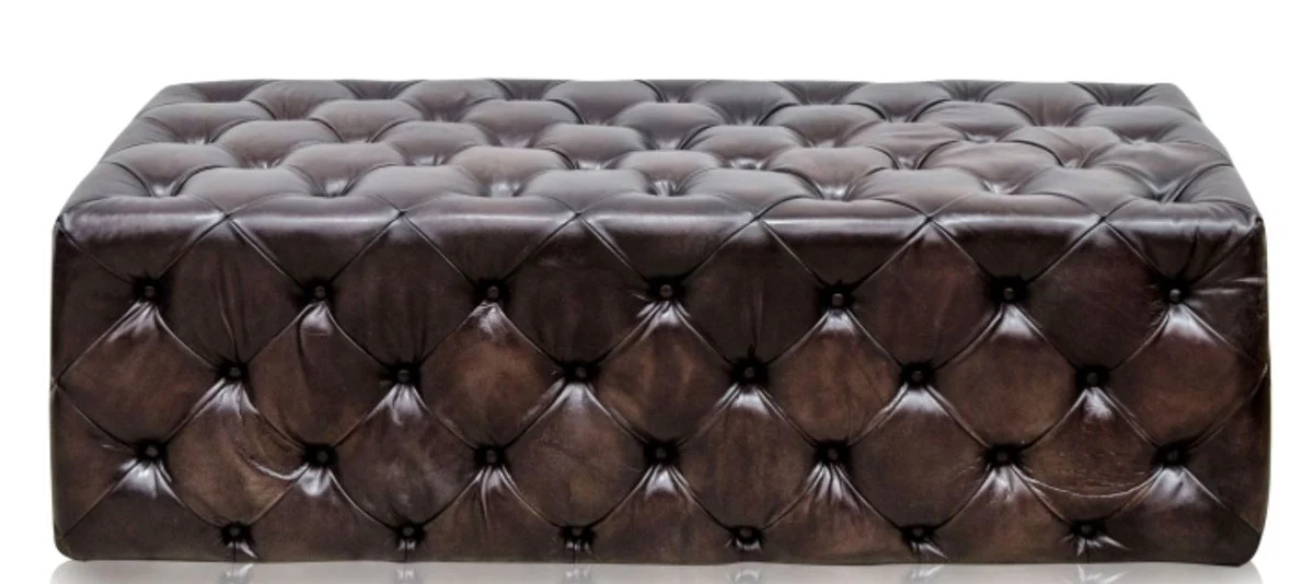 Luxus Chesterfield Echtleder Fußhocker Rotguss 144 x 64 x H. 46 cm - Luxus Möbel