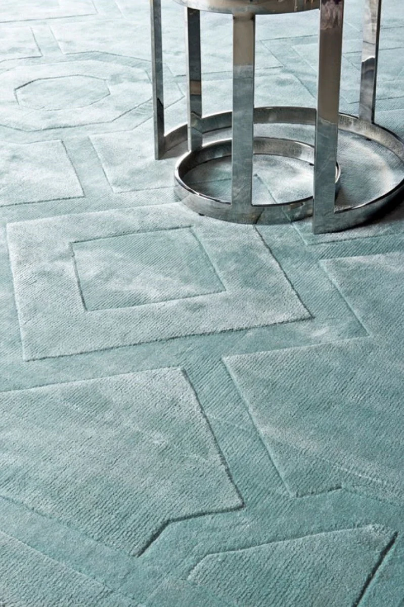 Luxus Viskose Wohnzimmerteppich Aqua Blau - Verschiedene Größen - Luxus Kollektion
