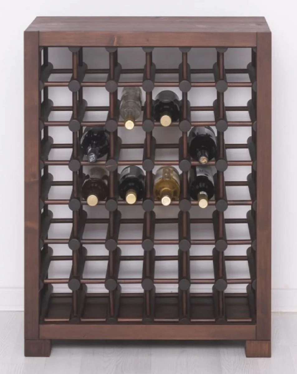Landhausstil Massivholz Weinschrank Braun / Schwarz 68 x 35 x H. 68 cm - Massivholz Weinregal im Landhausstil - Massivholz Bar Möbel - Landhausstil Bar Möbel