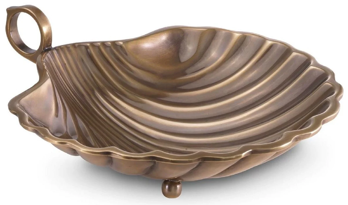 Luxus Serviertablett Vintage Messing 22,5 x 19,5 x H. 5,5 cm - Messing Tablett in Muschelform - Hotel & Restaurant Accessoires - Luxus Qualität