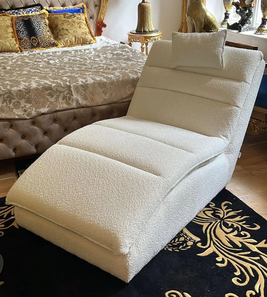 Luxus Chaiselongue mit Kopfkissen Weiß 170 cm