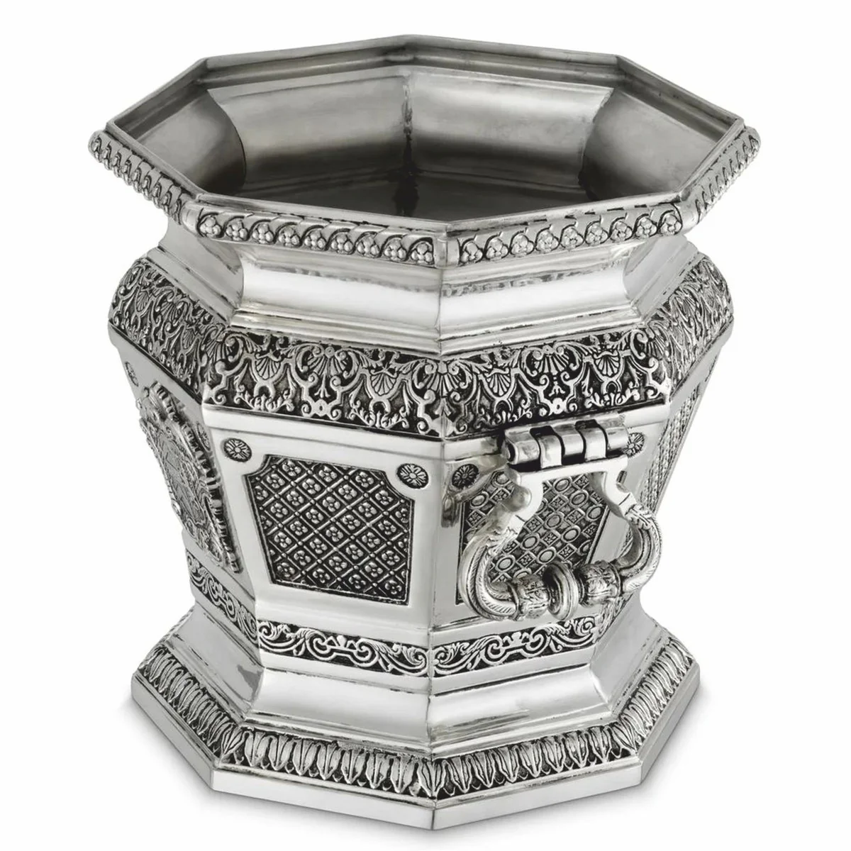 Luxus Barock Deko Weinkühler Antik Silber H. 30 cm - Hotel Deko